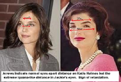 Katie Holmes – makeup to look like Jackie Kennedy.
