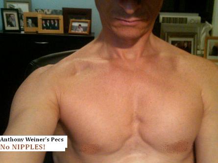 Shirtless Anthony Weiner Pics Show:  Weiner Needs Nipple Enhancement.