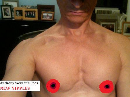 UPDATE!  Anthony Weiner shirtless pics reveal new huge male nipples.