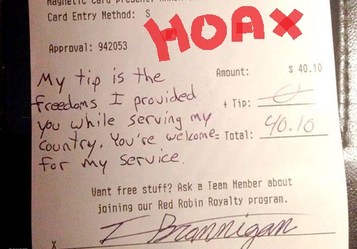 Soldier Refuses to Tip Server is a HOAX !